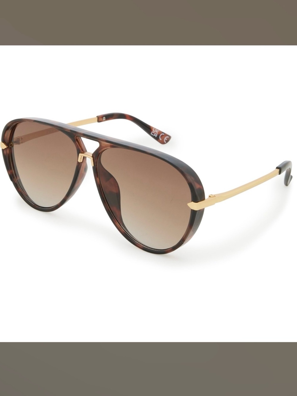 Frye Brown Tortoise Aviator Sunglasses with Gold Temples NWT